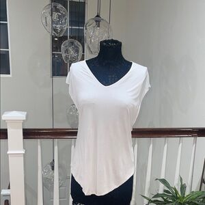 Helmut Lang White Short Sleeve V-Neck Tee